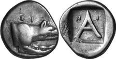 Argos The coinage of Argos from the mid-4th century unti Estimate: CHF 525.00 Lot of six triobols, c. 320s-370s. 1083.1 (Silver, 2.59 g 3). Forepart of wolf to right; above, . Rev. with - above; all w