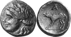 Argos Argive bronze coins of the 4th –early 2nd centurie Estimate: CHF 100.00 Dichalkon (AE, 3.56 g, 15 mm, 7), c. late 3rd -early 2nd century. Laureate head of Apollo to left. Rev. Wolf standing at b
