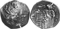 The Despot Collection of Late Byzantine The Empire of Nicaea Estimate: CHF 900.00 Hyperpyron (Gold, 4.19 g), Magnesia, year , 1256/7. Christ, nimbate, seated facing on throne, right hand raised in ben