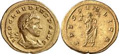 The Romans The Roman Empire Estimate: CHF 22'500.00 Claudius II, Gothicus, 268-270. Aureus (Gold, 5.20 g 12), Milan, 268/9. IMP CLAVDIVS P F AVG Laureate and draped bust of Claudius II to right. Rev. 