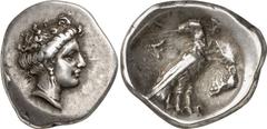 Attica-Islands of the Aegean Attica-Islands of the Aegean, Olympia, Elis Estimate: CHF 1'200.00 Hemidrachm (Silver, 2.89 g 3), c. late 340s. Head of the eponymous nymph Olympia to right, wearing tripl