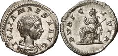 Roman Coins Roman Coins Estimate: CHF 325.00 Julia Maesa, grandmother of Elagabalus and Severus Alexander. Denarius (Silver, 3.06 g 7), 218-222/3. IVLIA MAESA AVG Draped bust of Julia Maesa to right. 