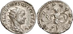 Roman Coins Roman Coins Estimate: CHF 250.00 Hostilian Caesar, 251. Antoninianus (Silver, 3.64 g 6), 250-251. C VAL HOS MES QVINTVS N C Radiate and draped bust of Hostilian to right. Rev. MARS PROPVG 