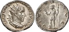 Roman Coins Roman Coins Estimate: CHF 650.00 Aemilian, 253. Antoninianus (Silver, 4.02 g 1), 253. IMP CAES AEMILIANVS P F AVG Radiate, draped and cuirassed bust of Aemilian to right. Rev. VIRTTVS AVG 