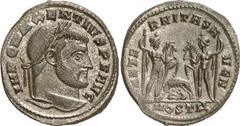 Roman Coins Roman Coins Estimate: CHF 150.00 Maxentius, 307-312. Follis (AE, 6.79 g 6), Ostia, 309. IMP C MAXENTIVS P F AVG Laureate head of Maxentius to right. Rev. AETERNITAS AVG N/MOST Wolf and twi