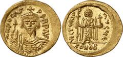Byzantine Coins Byzantine Coins Estimate: CHF 500.00 Phocas, 602-610. Solidus (Gold, 4.49 g 7), 607-609. N FOCAS PERP AVI Crowned, draped and cuirassed bust of Phocas facing, holding cross on globe in
