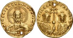Byzantine Coins Byzantine Coins Estimate: CHF 2'500.00 Histamenon nomisma (Gold, 4.33 g 6), c. 989-1001.+ IhS XPS RX RATIh Bust of Christ Pantocrator facing, wearing cross nimbus with double rim and w