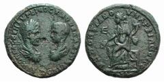 Macrinus and Diadumenian (217-218). Moesia Inferior, Marcianopolis. Æ 5 Assaria (13.39g, 26mm, 1h). Confronted busts of Macrinus and Diadumenian. R/ Homonia seated l., holding patera and cornucopiae. 