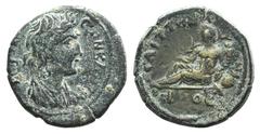 Lydia, Saitta, c. 3rd century AD. Æ (23mm, 6.26g, 6h). Draped bust of the Senate r. R/ River-god Hermos reclining l., holding reed and cornucopia. SNG Copenhagen 398; BMC 25. Green patina, near VF