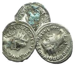 Lot of 3 AR Roman Imperial coins, including Maximinus I Denarius, Gallienus Antoninianus and Gordian III Antoninianus. SOLD AS IS, NO RETURNS