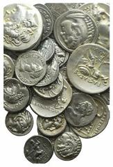 Lot of 44 contemporary replicas of Greek and Roman coins, including: Macedon, Philip II (Æ); Macedon, Alexander III (Tetradrachms and Drachms); Thrace, Lysimachus (Tetradrachms); Thrace, Kallatis; 12 