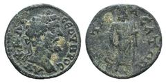 Septimius Severus (193-211). Lydia, Attaleia. Æ (17mm, 2.82g, 6h). Laureate head r. R/ Asklepios standing facing, head l., leaning on serpent-entwined staff. BMC 22. Green patina, near VF