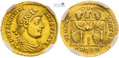Roman Empire | Römische Kaiserzeit Valentinianus, Roman Empire Solidus. Trier. TROBT. Little scratch. NGC AU. Valentinianus, Römische Kaiserzeit Solidus. Trier. TROBT. Kleiner Kratzer. NGC Au. Valenti