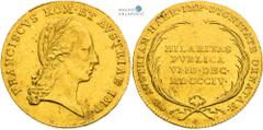 Francis II, House of Habsburg Gold token 1804 (3/4 Ducat). Proclamation of the hereditary Austrian imperial title in Vienna. Vienna. Rare! Franz II., RDR Goldjeton 1804 (3/4 Dukat). Erklärung zum öste