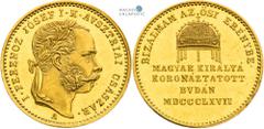 Francis Joseph I, Austrian Empire Gold token 1867 (Ducat). Coronation of the Hungarian King in Buda. Vienna. Hungarian inscription. Mint luster in the fields! Hairlines. Rare! Franz Joseph I., Kaisert