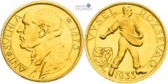Czechoslovakia (1918-1939), Period after 1918 Gold medal 1933 (Ducat). Antonín Švehla - 60th birthday. Kremnitz. Small scratches. Rare! Tschechoslowakei (1918-1939), Zeitraum nach 1918 Goldmedaille 19