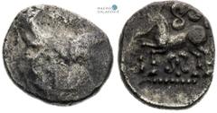 Southwestern Slovakia, Celts Obol. Triskeles type and lyra Südwestslowakei, Kelten Obol. Typ Triskeles und Lyra Jihozápadní Slovensko, Kelti Obol. Typ triskeles a lyra 1 g, 9,8-11,3 mm, Ag, Kostur–Gáš