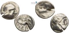 Celts | Kelten Pannonia and Balkan, Celts Tetradrachm (2 pcs). Imitation of Philippos II. Test cut. Pannonien und Balkan, Kelten Tetradrachme (2 Stk). Philipps II. Imitation Prüfhieb. Panonie a Balkán