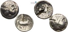 Celts | Kelten Pannonia and Balkan, Celts Tetradrachm (2 pcs). Imitation of Philippos II. Test cut. Pannonien und Balkan, Kelten Tetradrachme (2 Stk). Philipps II. Imitation Prüfhieb. Panonie a Balkán