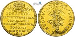 Joseph I, House of Habsburg. Gold token 1687 (2 Ducat). Coronation of the Hungarian King in Pressburg. Vienna. Very rare! Joseph I., RDR. Goldjeton 1687 (2 Dukaten). Krönung zum ungarischen König in P