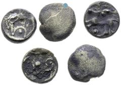 Moravia / Lower Austria, Celts. Obol (3rd– 2nd century BC) (5 pcs). Roseldorf / Němčice I, II type. Mähren / Niederösterreich, Kelten. Obol (3.-2. Jh. v. Chr.) (5 Stk). Typ Roseldorf / Němčice I, II. 
