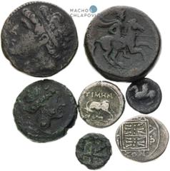 Mixed lots, Ancient Greece. Lot of silver and bronze coins (7 pcs). From an old collection. Konvolute, Antikes Griechenland. Konvolut von Silber und Bronzemünzen (7 Stk). Aus der alten Sammlung. Konvo