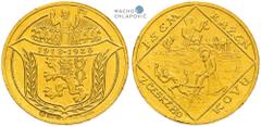 Czechoslovakia (1918-1939), Period after 1918. Gold medal 1928 (2 Ducat). 10th anniversary of the First Czechoslovak Republic. Kremnitz. Edge nicks. Scratches. Tschechoslowakei (1918-1939), Zeitraum n