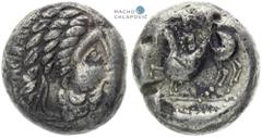 Celts | Kelten Serbia, Scordisci. Celts. Tetradrachm (3rd/2nd century BC). Helmschweifreiter type (?). Flan defects. Very rare! Serbien, Skordisker. Kelten. Tetradrachme (3./2. Jh. v. Chr.). Typ Helms