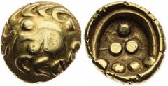 Celtic coins / Kelten Stater (150 - 75 B.C.) / Stater (150 - 75 v. Chr.), Germany. Vindelici. Bird head / Germania. Vindeliker. Vogelkopf, 7,24 g, 18 mm, Au, Flesche 304, Good VF / EF