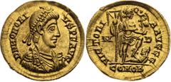 Roman Empire, Ancient coins Solidus 395 - 402 A.D., Honorius (Flavius Honorius) - Western Roman Emperor between 393 - 423 A.D. Honorius was the younger son of Theodosius I, and one of the weakest empe