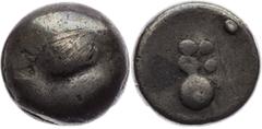 Eastern Slovakia / Northeastern Hungary, Cotini, Celts Tetradrachm, Lapujto area, (100 - 60 B.C.). Based of the type Zemplin The obverse is probably based on the type of Zemplin. The reverse is probab