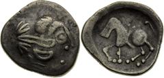 Celts / Kelten Dacia, Celts Tetradrachm, Type Sattelkopfpferd Dakien, Kelten Tetradrachme, Typ Sattelkopfpferd Dácie, Kelti Tetradrachma, Typ sedlovitá hlava koně 7,48 g, 23,4 mm, Ag, Dembski 1227, Pi