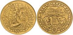 Medaile / Medals / Medaillen Medals Gold Medal 1934/1973 (Ducat), Reviving of Kremnitz´s mining Medaillen Goldmedaille 1934/1973 (Dukat), Wiedereröffnung des Kremnitzer Bergbaus Medailová tvorba Zlatá
