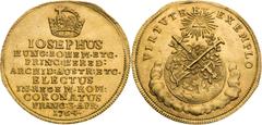 House of Habsburg / RDR Joseph II, House of Habsburg Gold Token 1764 (1 1/4 Ducat), Coronation of roman king in Frankfurt Very rare! Joseph II., RDR Goldjeton 1764 (1 1/4 Dukat), Krönung zum römischen