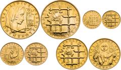 Czechoslovakia / Tschechoslowakei Czechoslovakia (1960 - 1989), Period after 1918 Set of Gold Medals 1972 (4 pcs), Lidice / Lezaky. Set to memory of the fallen and martyred. Medals from Dies of 10, 5,