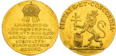 House of Habsburg / RDR Leopold II, House of Habsburg Gold Token 1790 (1 3/4 Ducat), Coronation of hungarian king in Pressburg Very rare! Leopold II., RDR Goldjeton 1790 (1 3/4 Dukat), Krönung zum ung