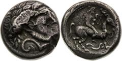 Pannonia and Balkan Region, Celts Tetradrachm , Bartkranzavers type Die defect. Pannonien und Balkangebiet, Kelten Tetradrachme , Typ Bartkranzavers Stempelfehler. Panonie a Balkán, Kelti Tetradrachma