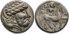 Celts / Kelten Southern Slovakia / Northern Hungary, Celts Tetradrachm (3rd/2nd century BC), Y auf Postament type Traces of corrosion Scratch Südslowakei / Nordungarn, Kelten Tetradrachme (3./2. Jh. v