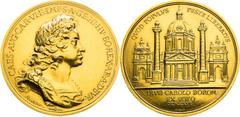 Austrian Empire / Kaisertum Österreich Francis Joseph I, Austrian Empire Gold Medal 1716/1914 (15 Ducat) , Construction of St. Charles Church (Karlskirche) in Vienna Official restrike of HMA Vienna Ve