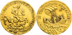 Austrian Empire / Kaisertum Österreich Francis Joseph I, Austrian Empire Gold Medal (Ducat), St. George's theme Franz Joseph I., Kaisertum Österreich Goldemedaille (Dukat), St. Georgemedaille Františe