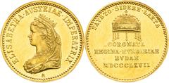 Austrian Empire / Kaisertum Österreich Francis Joseph I, Austrian Empire Gold Token 1867 (Ducat), Coronation of hungarian Queen in Buda Latin inscription Franz Joseph I., Kaisertum Österreich Goldjeto