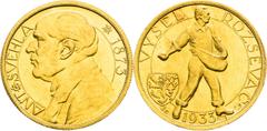 Period after 1918 / Zeitraum nach 1918 Czechoslovakia (1918 - 1939), Period after 1918 Gold Medal 1933 (Ducat), Antonín Svehla. 60th Birthday Tschechoslowakei (1918 - 1939), Zeitraum nach 1918 Goldmed