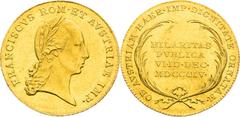 Franz II - Coronation Medals and Tokens Francis II, House of Habsburg Gold Token 1804 (3/4 Ducat), Adoption of the Austrian imperial title in Vienna Rare! Franz II., RDR Goldjeton 1804 (3/4 Dukat), An