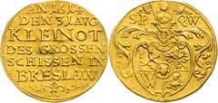 House of Habsburg / RDR Silesia - Principalities and Towns, House of Habsburg Gold token 1614 (Ducat). Breslau. . City Breslau. Shooting competition Slightly wavy from striking. Origin in old collecti