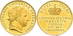 Austrian Empire / Kaisertum Österreich Ferdinand I of Austria, Austrian Empire Gold Token 1835 (Ducat). Homage in Vienna Scratches. Rare! Ferdinand I. ( Österreich ), Kaisertum Österreich Goldjeton 18