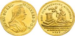 Maria Theresia - Medaillen und Jetonen Maria Theresa, House of Habsburg Gold Token 1767 (3/4 Ducat). Vienna. . Healing of the Empress of the smallpox Edge nick. Rare! Maria Theresia, RDR Goldjeton 176
