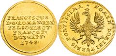 Franz Stephan - Medaillen und Jetonen Francis I of Lorraine, House of Habsburg Gold Token 1745 (Ducat). Frankfurt. . Election of the Roman emperor in Frankfurt am Main Very rare! Franz Stephan von Lot