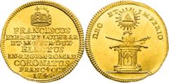 Franz Stephan - Medaillen und Jetonen Francis I of Lorraine, House of Habsburg Gold Token 1745 (3/4 Ducat). Coronation of roman emperor in Frankfurt am Main Rare! Franz Stephan von Lotrhingen, RDR Gol