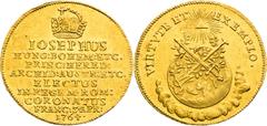 Joseph II - Medaillen und Jetonen Joseph II, House of Habsburg Gold Token 1764 (1 1/4 Ducat). Coronation of roman king in Frankfurt am Main Rare! Joseph II., RDR Goldjeton 1764 (1 1/4 Dukat). Krönung 