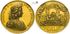 Joseph I - Medaillen und Jetonen Joseph I, House of Habsburg Gold medal 1690 (7 1/2 Ducat). Coronation of the roman king in Augsburg. Nuremberg. NGC MS62. Extraordinary piece!. Extremely rare! Accordi
